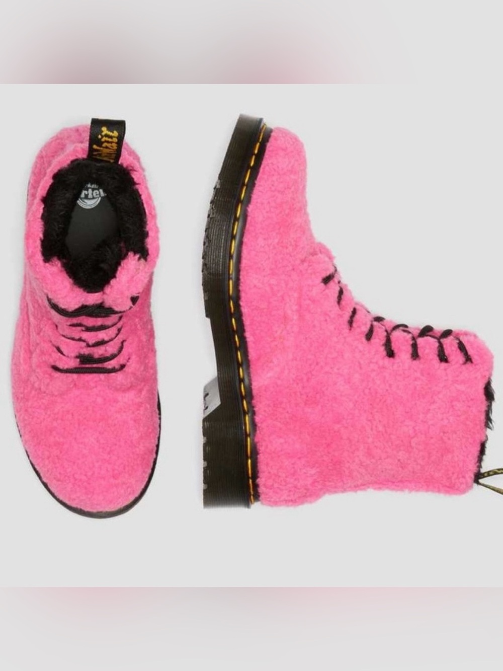 Dr. Martens - 1460 Lux Borg Faux Fur Combat Boots (Clash Pink) NWOT Size 8